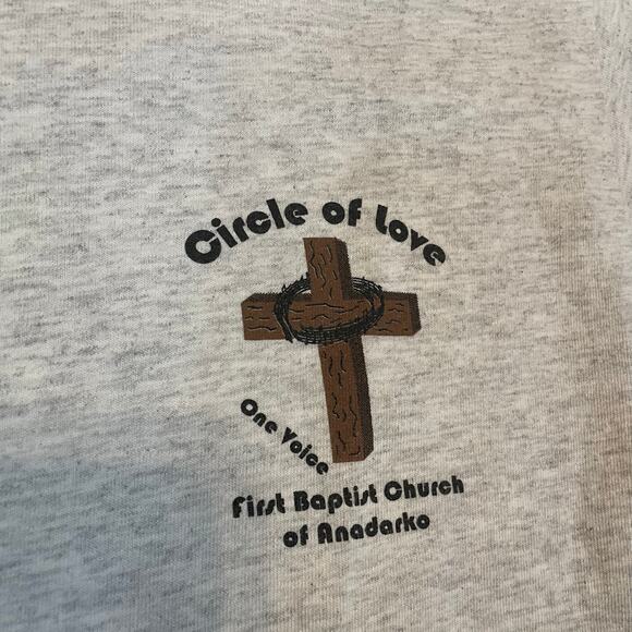 Vintage Circle of Love First Baptist Church Anadarko T-Shirt Sz S Gildan Gray - Picture 3 of 7